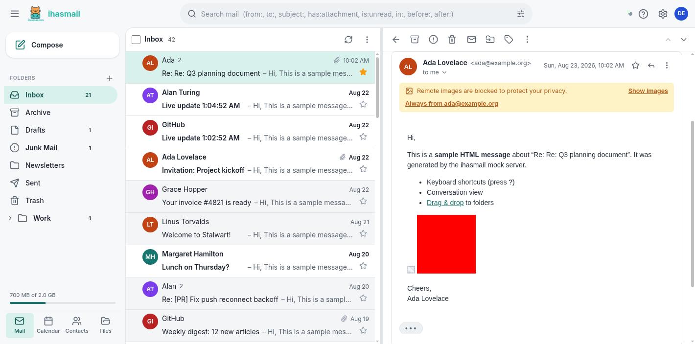 Inbox, light theme
