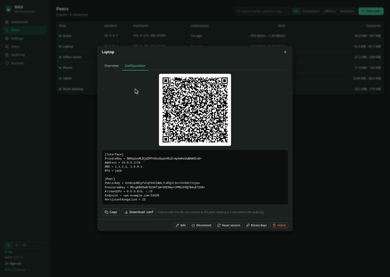 Peer configuration and QR code
